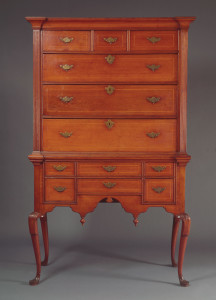 High chest of drawers Maidenhead (Lawrenceville), New Jersey, Walnut with inlaid banding, brass 70 3⁄4 x 40 x 20 in. Purchase 1963 The Members’ Fund, Newark Museum.