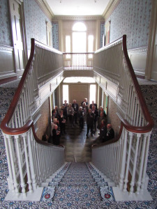 Participants gather at the base of the stairs in the PMA’s McClelland House.