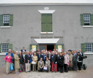 Participants in the Bermuda symposium pause for a photo outside the World Heritage Centre in St. George’s.