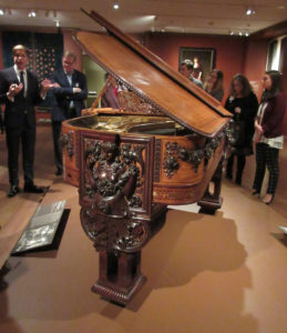Nicholas Vincent discusses Schastey’s piano case for William Clark with Moira Gallagher at right.