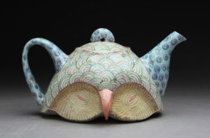 Hawk Teapot, Shoko Teruyama and Matt Kelleher, 2016, sgraffito- decorated earthenware