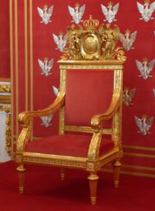The throne and dais at the Royal Castle, Warsaw.