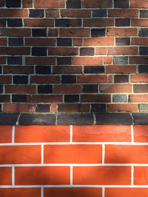 Real and faux brick patterns in Old Salem.