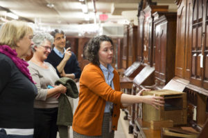 Caryne Eskridge leads a tour through the Yale University Art Gallery’s furniture collection.