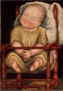 Baby in Red Chair, possibly Pennsylvania, 1810-1830, oil on canvas