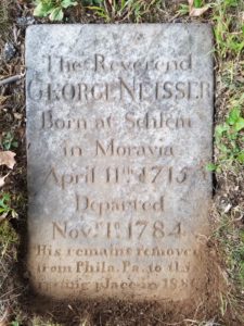 Reverend Georg Neisser’s gravestone, Bethlehem, PA