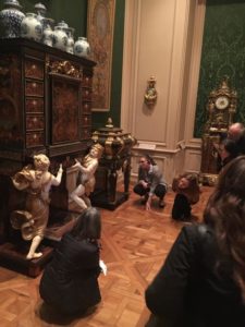 Charissa Bremmer-David shows details of the Boulle cabinet