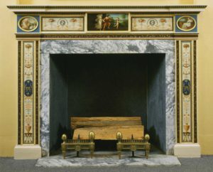 Chimneypiece, George Brookshaw with painted panels after Angelica Kauffman, London, England, 1793-1794. Wood and plaster; painted copper panels. Gift of The Rosenbach Company, 1944. Courtesy of the Philadelphia Museum of Art