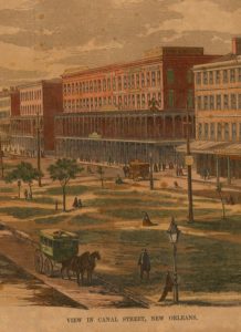 Figure 1. Detail of "View in Canal Street, New Orleans" by Samuel Kilburn, Jr. after James Andrews, 1857. The Historic New Orleans Collection, 1987.79.16.2