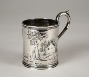 Figure 8. Christening cup presented to Louis Piderit; 1861, coin silver, by Adolphe Himmel for Hyde & Goodrich (New Orleans); The Historic New Orleans Collection, Gift of the Charbonnet Family, 2017.0202