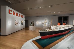 The introductory gallery for Ocean Liners: Glamour, Speed, and Style at the Peabody Essex Museum in Salem, MA. Courtesy, The Peabody Essex Museum. Photo by Allison White.