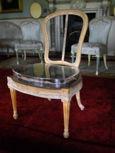 The stripped frame from a set of painted chairs ordered by William Constable in 1774 from Chippendale for the dressing room of his house on Mansfield Street, London.
