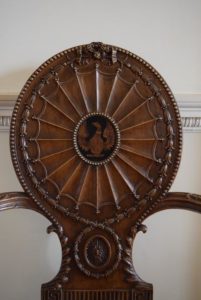 Detail of the hall chair at Nostell Priory.