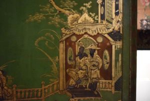 Detail of japanned cabinet from Chippendale’s shop at Harewood House.