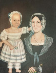 Figure 4. Painting of mother and child attributed to Susannah Fauntleroy Quarles Nicholson, Virginia, ca. 1840, MESDA Object Database file D-33272
