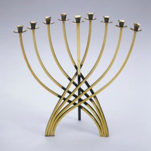 Figure 2. Hanukkah Lamp, by Ludwig Yehuda Wolpert, 1958. Hand-worked copper alloy. Jewish Museum, New York.