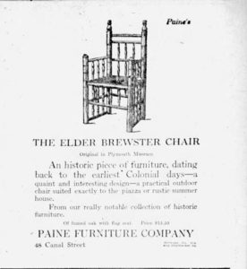 Figure 3. Advertisement for Elder Brewster Chair, Paine Furniture Company, Boston. The Boston Globe June 6, 1912.