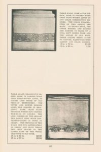 Figure 10. Linen table scarves in “Crab Apple” and “Dragon Fly” motifs, designed by Harriet Joor for The Craftsman magazine in 1907. Later sold by Gustav Stickley’s Craftsman Workshops, beginning in 1908.