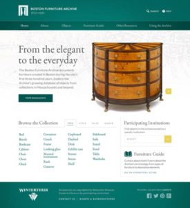 Landing page for the Boston Furniture Archive (Courtesy of Winterthur).