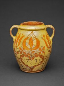 Fig. 1. Jar, 1795, Pennsylvania, earthenware; 18.2 × 17.8 × 15.6 cm (7 3/8 × 7 × 6 1/8 in.). The Art Institute of Chicago, Atlan Ceramic Club Fund, 1923.263.