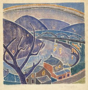 PRINTZ: The Monongahela, Blanche Lazzell (1878–1956), 1919, Provincetown, MA, Color woodcut. Courtesy The Metropolitan Museum of Art, Mayor Purchase Fund, Marjorie Phelps Starr Bequest, 198.2