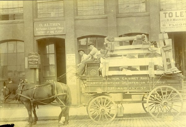 Olaf Althin’s wagon with furniture in front of his shop in 1906, courtesy, the Winterthur Library: Joseph Downs Collection of Manuscripts and Printed Ephemera