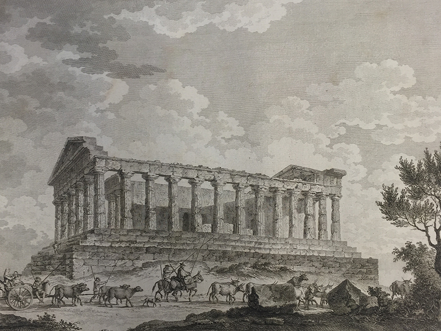 “Lateral view of the Temple della Concordia,” drawn by Berthault, engraved by de Ghendt, Courtesy, The Winterthur Library: Printed Book & Periodical Collection.