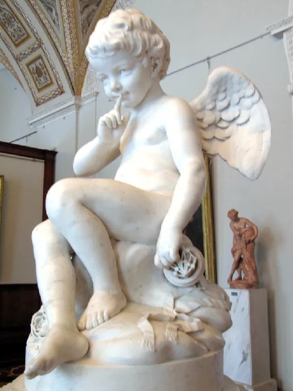 Example of sculpture: Étienne-Maurice Falconet, Seated Cupid: ‘L’Amour Menaçant’, 1757, Rijksmuseum, on loan from the Koninklijk Kabinet van Schilderijen Mauritshuis.