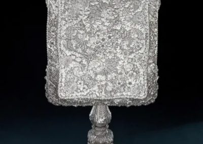 Frank Shaw for Tiffany & Company, Tilt-top Table, c. 1885-93. Electroplated silver over copper, mahogany. Image courtesy of the Munson-Williams-Proctor Arts Institute.