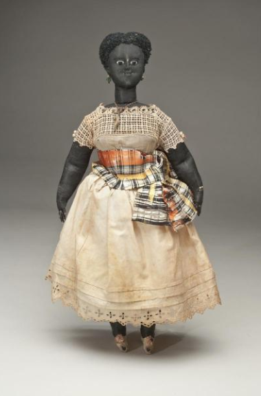 Unidentified maker, Doll, 1900-1925, Probably Brazil, South America. Silk, linen, cotton, glass, brass, celluloid. New York Historical Society Museum & Library, Purchased from Elie Nadelman, 1937.1207.