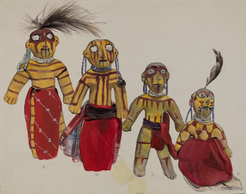 Jane Iverson, Indian Doll Group, c. 1935/1942. Watercolor and graphite on paper. Index of American Design, 1943.8.15612. Courtesy of the National Gallery of Art.