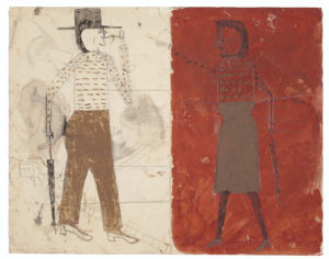 Bill Traylor (c. 1853-1949), Man on White, Woman on Red / Man with Black Dog, double sided, 1939-1942. Tempera and graphite on paper, 18 7/8 x 24 in. Sold for $507,000 on January 17, 2020 at Christie’s New York.