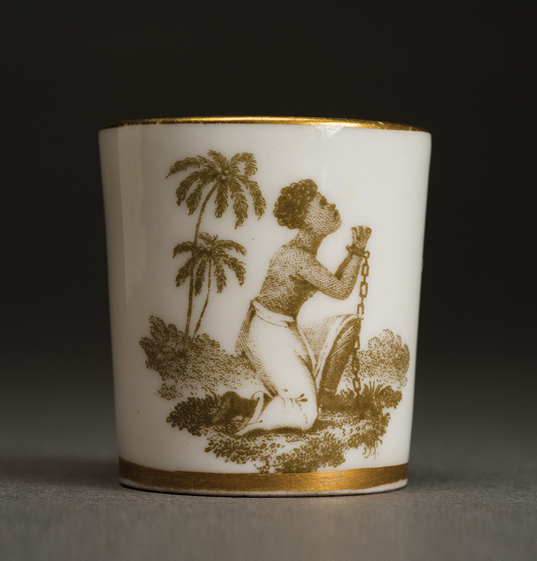 Figure 5. Miniature mug, 1820-1830, England. Bone china; black enamel, gilding. Museum purchase with funds provided by Anne K. Groves, HD 2019.54.3.