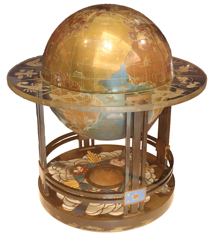 Figure 14. Terrestrial Globe, 1932. Gilded, patinated, and enamel decorated bronze with cut glass. Courtesy private collection.