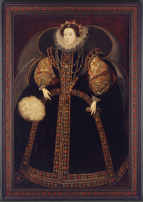 Figure 2. Artist unidentified, Portrait of Queen Elizabeth I, 1590–1600, London, England. Oil, formerly on wood panel, transferred to canvas in 1946. Gift of Preston Davie, 1945-20.