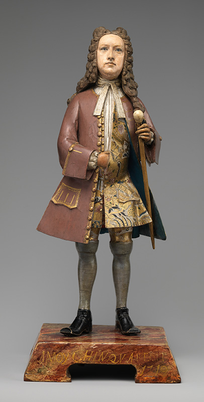 Figure 3. Amoy Chinqua, Figure of a European Merchant, 1719, Chinese, Canton. Polychrome unfired clay and wood. Purchase, Louis V. Bell, Harris Brisbane Dick, Fletcher, and Rogers Funds and Joseph Pulitzer Bequest and several members of The Chairman’s Council Gifts, 2014 (2014.569).