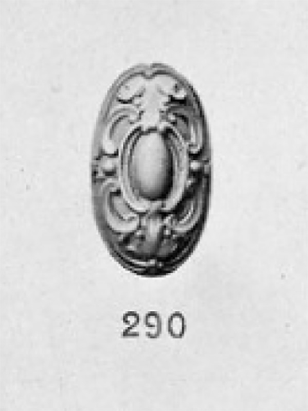 Figure 5. No. 290 from the Bricard catalog and the hardware on a third floor door, Marque Des Produits: ST: Maison Sterlin, Fondée En 1782 : Bricard Succ.rs: Fabricants De Serrurerie. Paris: Maison Sterlin, 1870.