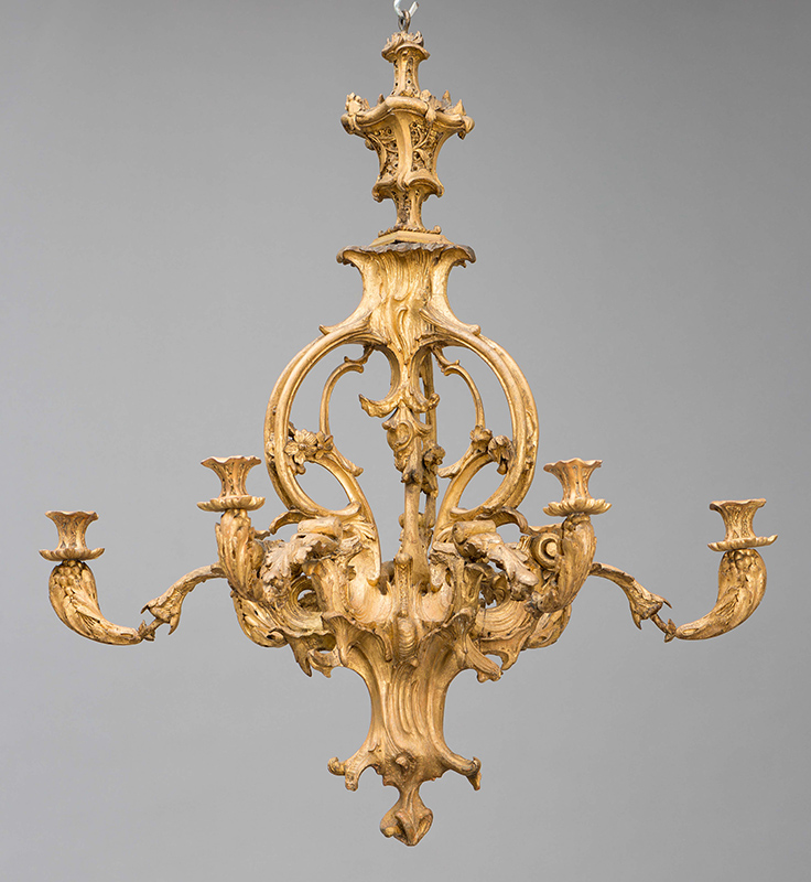 Figure 5. Chandelier, c. 1760, England. Wood, metal rods, gesso, and gold leaf. Museum purchase, 1960-821.