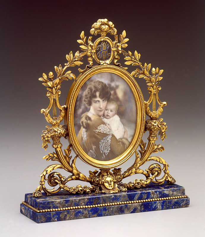 Figure 7. Frame, 1927–1928. Gilded bronze and lazurite. Portrait of Marjorie Merriweather Post and daughter Nedenia Hutton. Courtesy of Hillwood Estate, Museum & Gardens, Washington, DC. Bequest of Marjorie Merriweather Post, 1973.