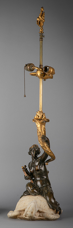 Table Lamp, 1915–1920. Gilded and patinated bronze with tinted marble. Courtesy of Seidenberg Antiques, New York City.