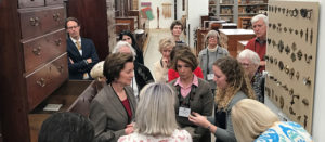 Alexandra Ward describes historic hardware at the Leslie P. and George H. Hume American Furniture Study Center.