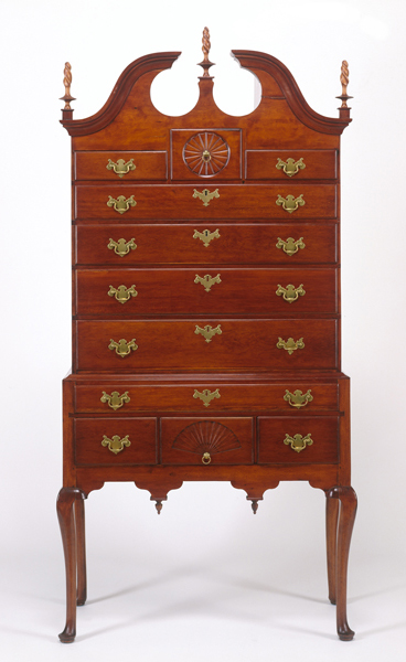 High Chest, Joseph Hosmer, about 1770. Anonymous Gift; Gift of Joseph and Anne Pellegrino; Gift of the Cummings Davis Society (1989), Concord Museum, CM F2535.