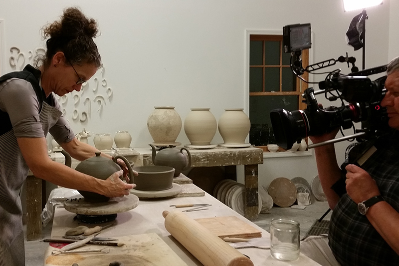Craft in America films Linda Sikora, potter and Professor of Ceramic Art/Division Head at Alfred University. Photo by Denise Kang.