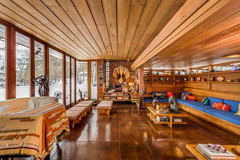 Frank Lloyd Wright-designed Smith House, February 2019. Brett Mountain, photographer. Courtesy Cranbrook Center for Collections and Research.