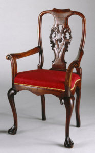 Armchair, 1750-1800, Mexico. Mahogany, upholstery. Brooklyn Museum, Gift of Robert W. Dowling, 64.243.6.