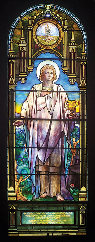 Figure 4. Tiffany Studios, St. John, Virginia Memorial, c. 1903, New York. Leaded Favrile glass. Old Blandford Church, Petersburg, VA.
