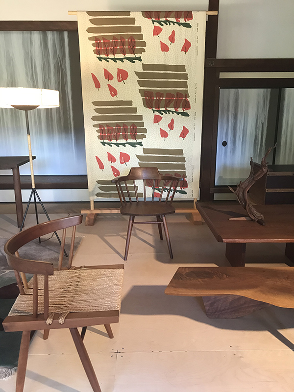 Figure 5. A view of the exhibition Shofuso and Modernism: Mid-Century Collaboration between Japan and Philadelphia featuring Nakashima’s, Grass Seated Chair at bottom left.