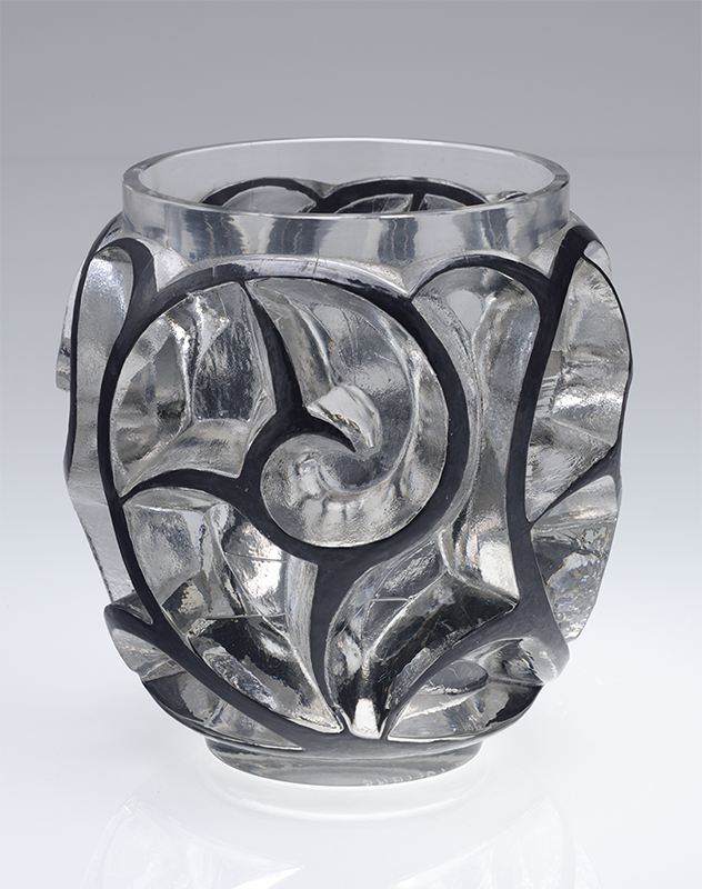 Suzanne Lalique Haviland, Tourbillons (Whirlwinds) vase, 1925, Paris. Mold pressed and enameled glass. The Baltimore Museum of Art, Gift of Dr. and Mrs. Edward F. Lewison, Baltimore, in Honor of their Children, John and Wendy, Ned and Dana, and Robert and Robyn, BMA 2000.219.