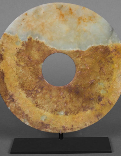 Bi circular funerary disks. Bi, c. 2100-1600 BCE, Chinese. Jade. Gift of Barry Fitzmorris, FIA 2011.253.
