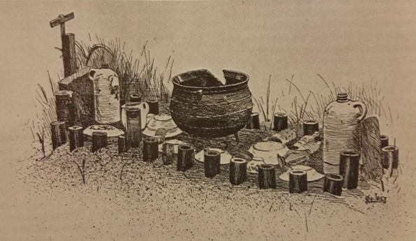Figure 3. Engraving of Congo Chieftain's Grave, The Afro-American Tradition in the Decorative Arts, John Michael Vlach, The Cleveland Museum of Art, pg. 142.